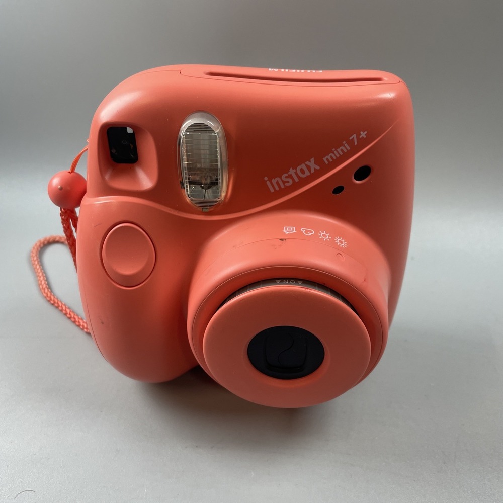 Fujifilm Instax Mini 7+ Instant Film Camera Coral Pink FOR PARTS Blinking Light